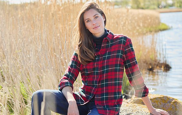 Klassische Karo-Flanellbluse Winterblusen mit Karomuster