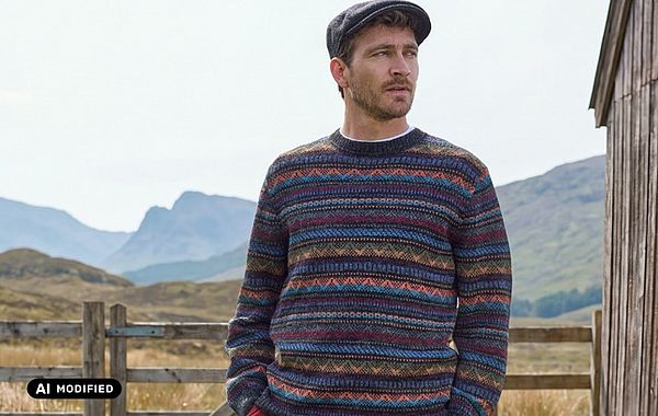 Kero Design Pullover Herr trägt Kero Fair-Isle-Pulli