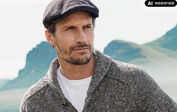 Klassische Herrenstrickjacke mit Schalkragen