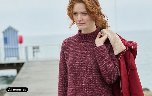 Kero Design Pullover Damenpullover mit Seebad im Hintergrund