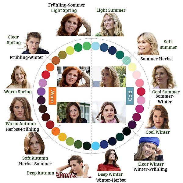 Kreis-Grafik mit einer Übersicht zu den 12 Mischtypen und ihren Farben