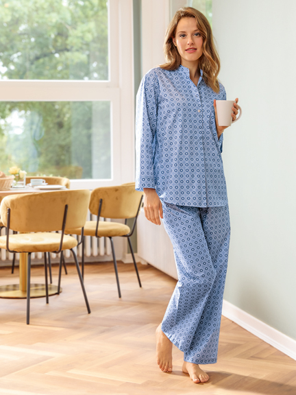 Stehkragen-Pyjama 'Blue Circles'