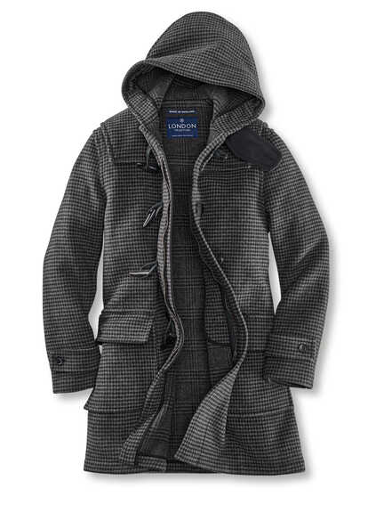 Herren-Dufflecoat mit Hahnentrittmuster