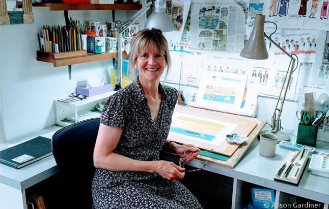 Alison Gardiner an ihrem Schreibtisch