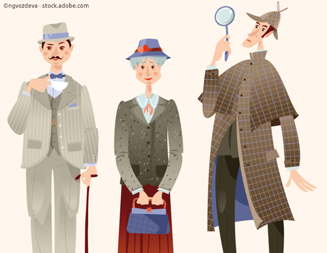 Berühmte britische Detektive: Hercule Poirot, Miss Marple, Sherlock Holmes