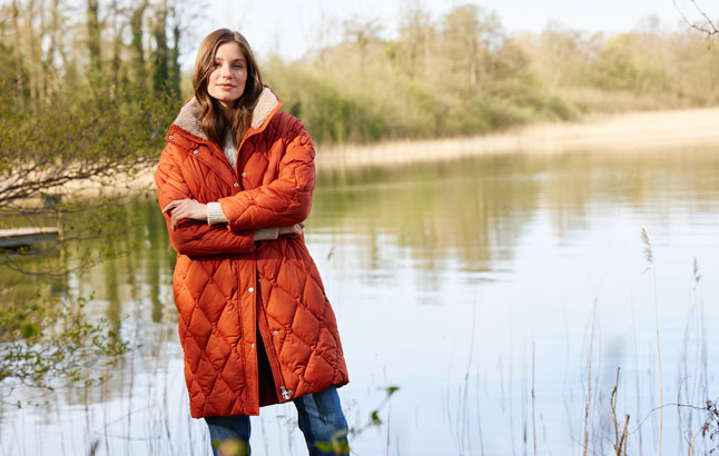 Steppmantel in der Winterfarbe Burnt Orange