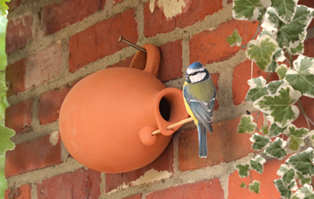 Vogeltopftasche mit Meise