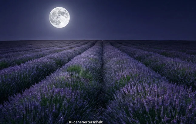 Lavendelfeld mit Vollmond