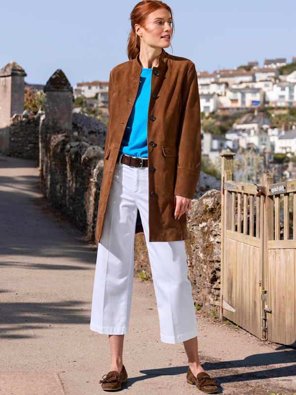 Lederjacke lässig elegant mit Culotte und Loafer kombiniert