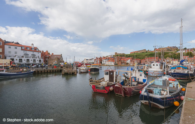 Whitby Marina in the Humber estuary along the River Esk in North Yorkshire, England 